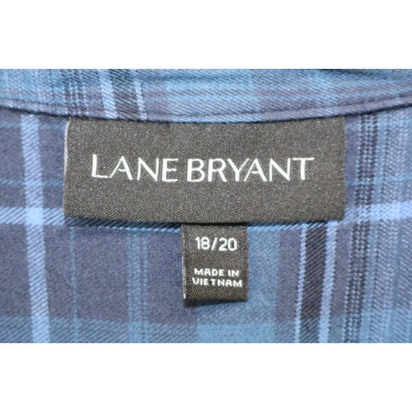 Lane Bryant Long Roll Tabbed Sleeve Button Up Plaid Top-Lace-Size 18/20 - Picture 8 of 13